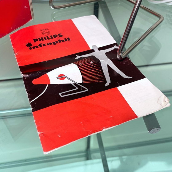 Image 1 of Vintage Jaren 60 Philips Infraphil HP 3603 Infraroodlamp met Doos en Handleiding