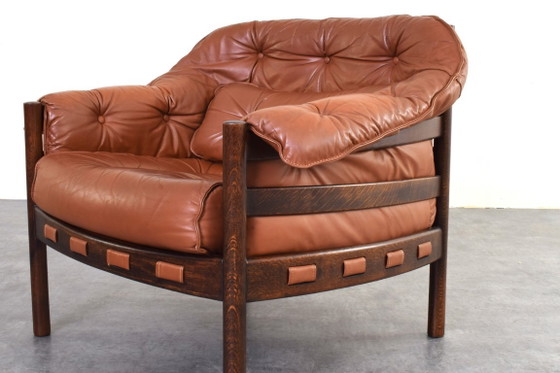 Sillones de roble y cuero de mediados de siglo, diseñados por Arne Norell para Coja, década de 1960. Juego (photo 11 of 16)