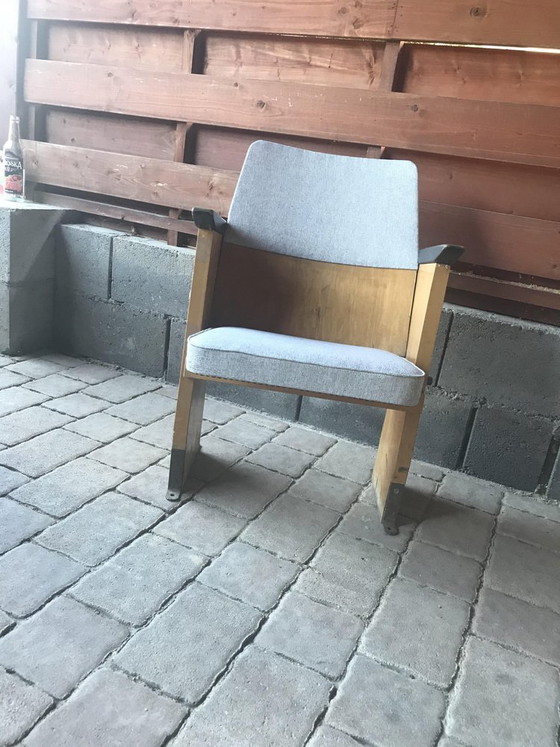 Mid-Century Hungarian 1-Seater Cinema Bench from Szék és Faárúgyár,, 1950s, Benches, Wood, Grey (photo 7 of 7)