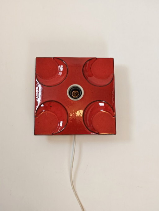 Lámpara de pared de cerámica vintage de lava gruesa, años 70