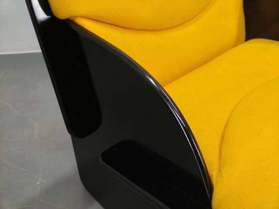 Image 1 of Par de sillones italianos de estilo era espacial, lacados en negro, década de 1970.