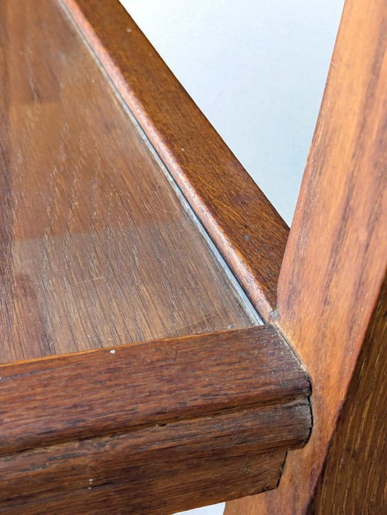 Image 1 of Carrello di servizio vintage in legno, tavolino laterale con ruote degli anni '60/'70 in stile scandinavo, solido carrel