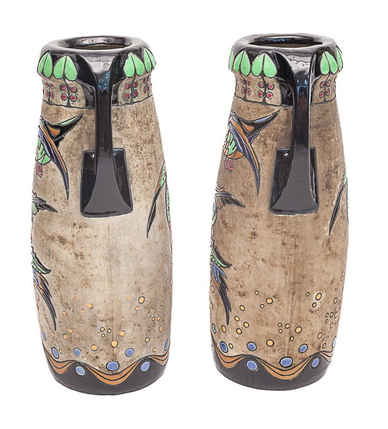 Image 1 of Pair of large Art Nouveau amphoras
