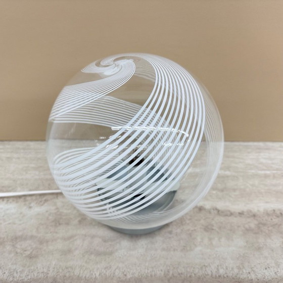 Image 1 of Lámpara de mesa de cristal con diseño en espiral de mediados de siglo, década de 1970, Italia