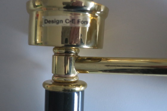 Image 1 of Coppia di lampade da parete vintage svedesi in ottone e vetro firmate C. E. Fors per Ewa Värnamo