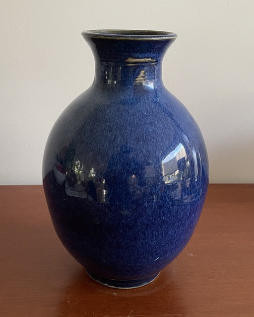 Keramik La Meuse Reuver - Blaue Studio-Steingutvase