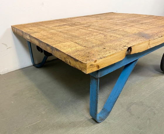 Image 1 of Blue Industrial Coffee Table Cart, 1960s