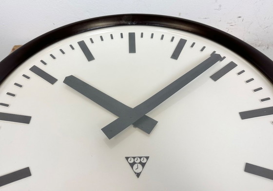 Image 1 of Large Industrial Bakelite Factory Wall Clock from Pragotron, 1960s