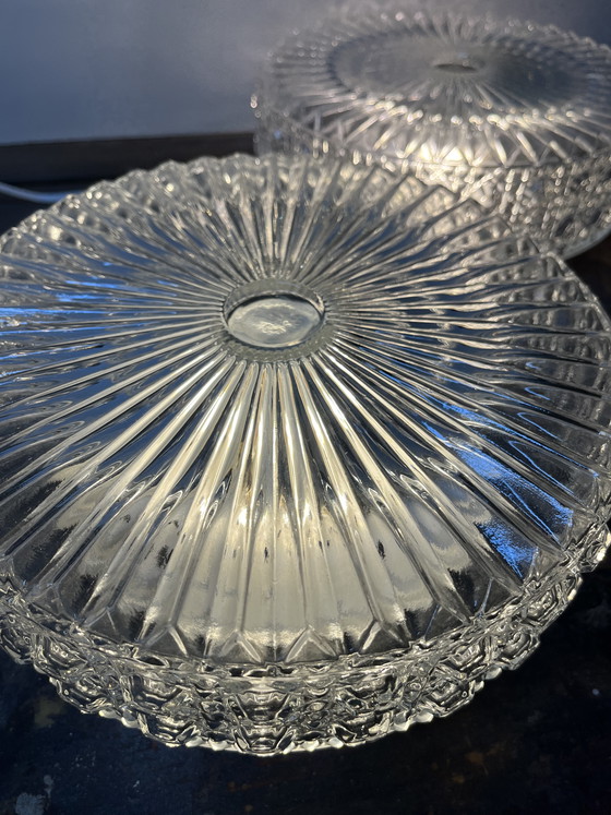 Image 1 of 2 large vintage crystal prism ceiling lamps