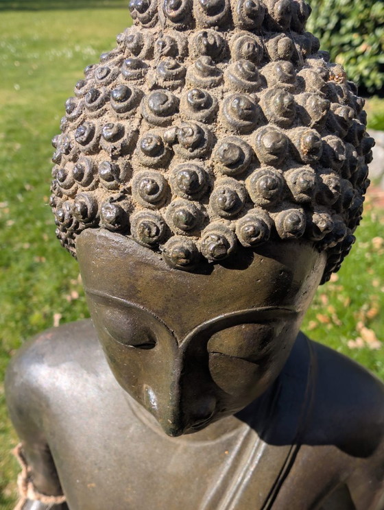 Image 1 of Antique Thai Buddha approx. 150 years old - Bronze with gold remains