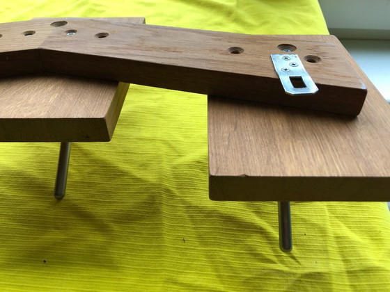 Image 1 of Appendiabiti da parete vintage in legno massello con 5 ganci - 94 cm