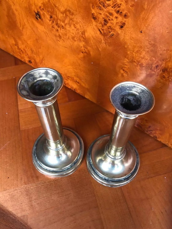 Image 1 of Coppia di candelieri antichi in ottone