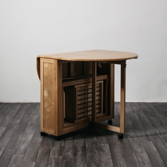 Image 1 of Folding Table and Chair Set, Space-Saving Design, 1980s Garden Dining Set
