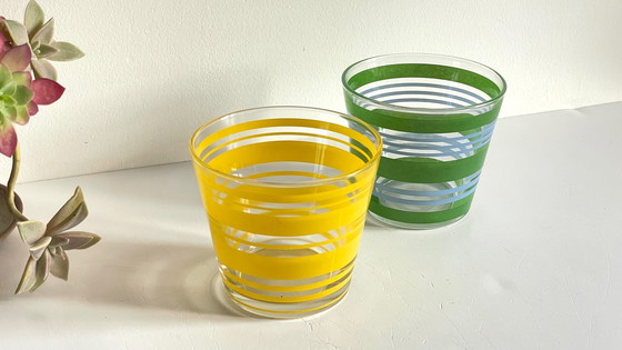Image 1 of Pair of vintage screen-printed glass planters