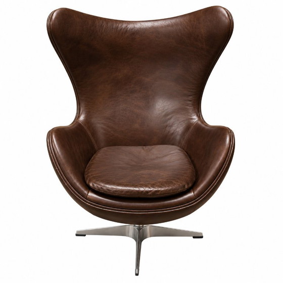 Restoration Hardware Copenhagen Chair, cuir marron, Fauteuils, polished steel, Mid Century Modern (photo 2 sur 5)