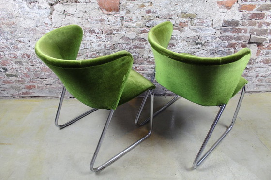 Image 1 of Fauteuils lounge style années 50. Lot de deux. Velours vert.