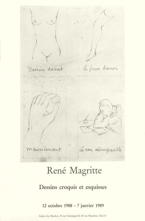 Image 1 of René Magritte Expo 88 - Poster met tekeningen, schetsen en studies 1988