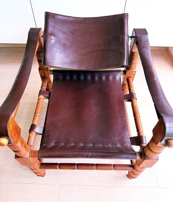 Set di 4 poltrone lounge vintage "Safari". Norik Voskanian. Tabriz. Iran. Legno. Pelle. Stile brutalista. (photo 9 of 10)