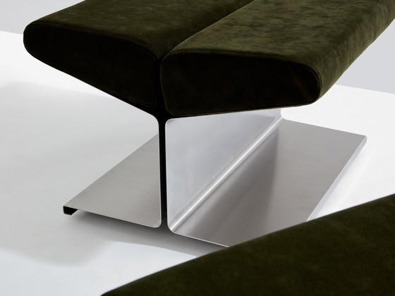 Image 1 of Paul Geoffroy per Uginox pouf in acciaio inox e alcantara 1975