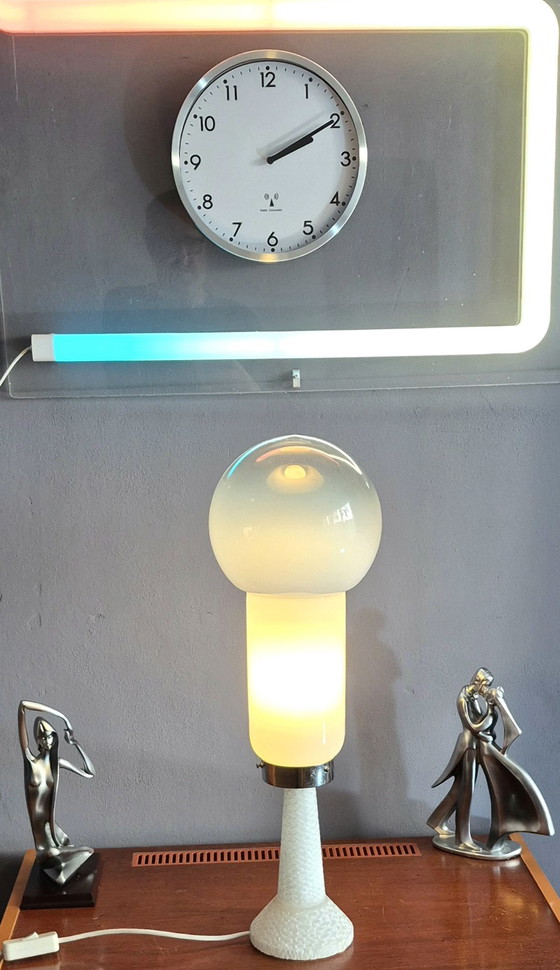 Image 1 of Exclusive Large Murano Glass Alabaster Table Lamp Vintage Art Mid Century 60s 70s