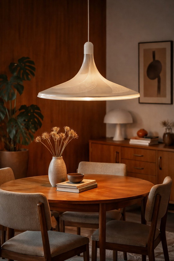 Image 1 of Grande lampada a sospensione vintage a forma di cappello da strega, 50 cm, stile Op Art anni '70, Belgio