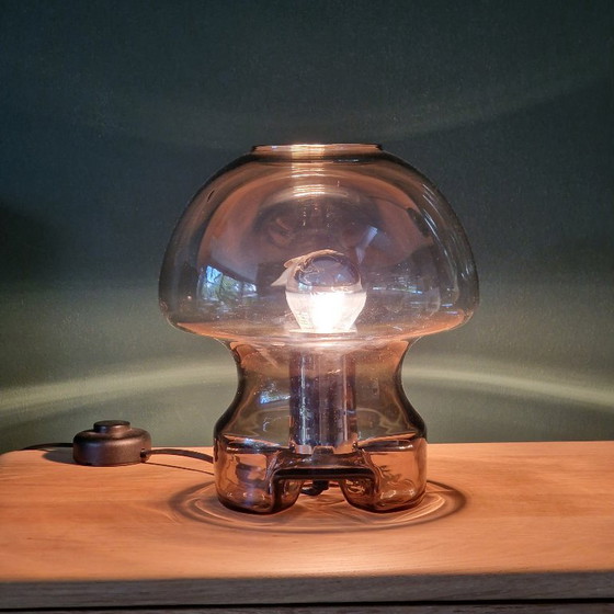 Image 1 of Lampe de table vintage Süssmuth Leuchten, verre fumé, lampe champignon, style futuriste