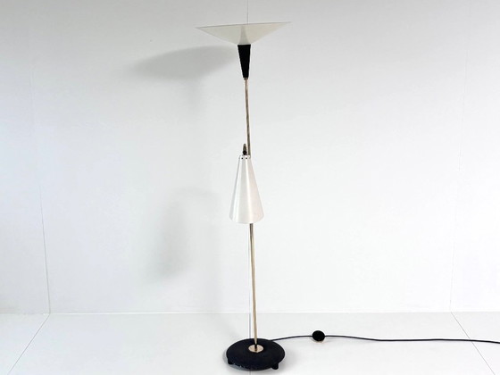 Lampada da terra vintage con uplighter e lampada da lettura, Ottone / Nero, Stile Mid-Century (foto 15 di 15)