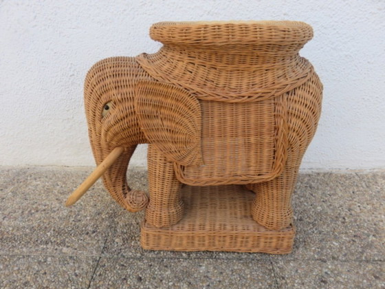 Image 1 of Rattan elephant side table or end table from the 60s/70s