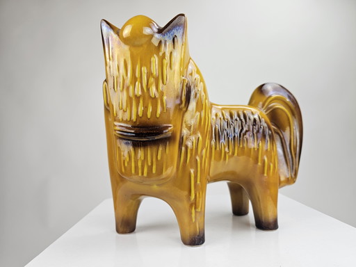 Ceramic yellow horse plant pot from Italy