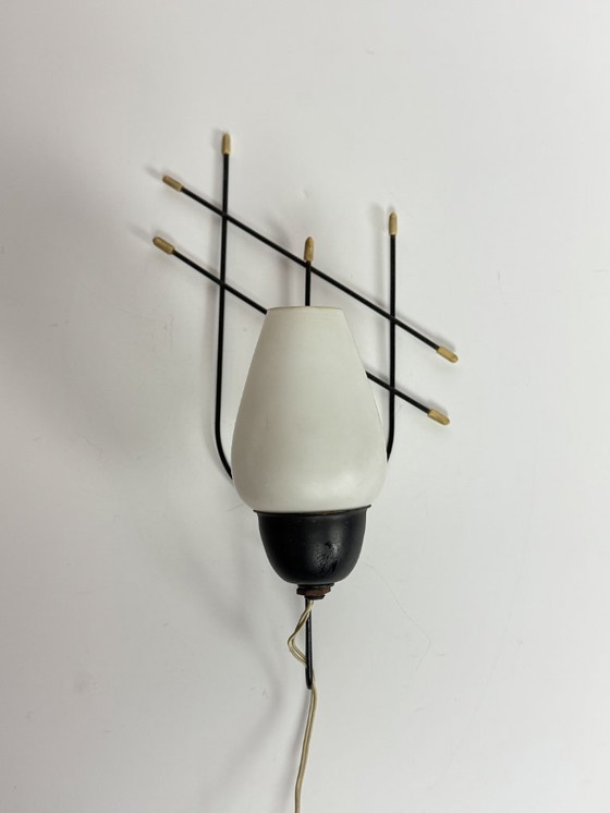 Image 1 of Early Electric Minimalist Wall Lamp with Frosted Glass Shade – Netherlands, c. 1930s–1940s