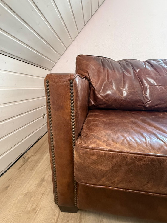 Image 1 of Greenslades (Camden leren 2-zitsbank - verouderd bruin)