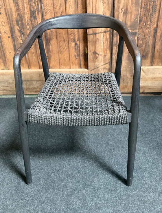 Image 1 of 4 X Castle Line ANAIS armstoel teak ebony, zwarte weving