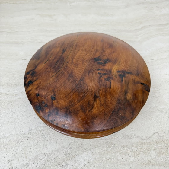 Image 1 of Boîte à bijoux ancienne en bois de ronce avec couvercle