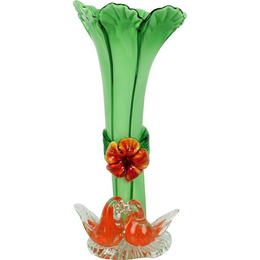 Jarrón de cristal vintage, Checoslovaquia, 1960