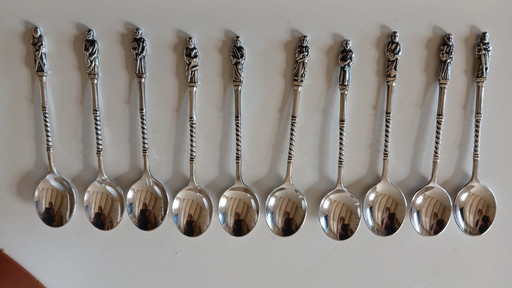 10x silver-plated 90 teaspoons Apostle with a twisted handle