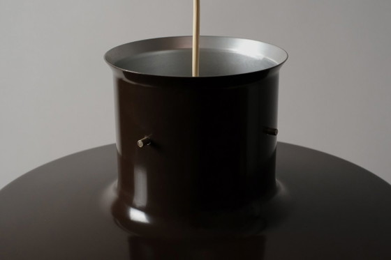 Suspension Vitrika, marron et laiton avec médaillons incrustés, éclairage danois moderne des années 1960. (photo 10 of 12)
