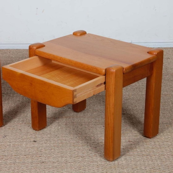 Image 1 of Pair of solid elm bedside tables dating from the 1980s