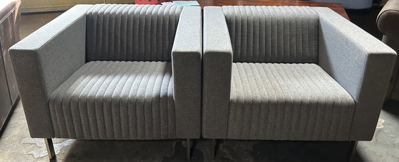 4x Deberenn Mona Design Armchairs Light Grey Ribbed Fabric - As Good As New – Textile (photo 9 of 12)