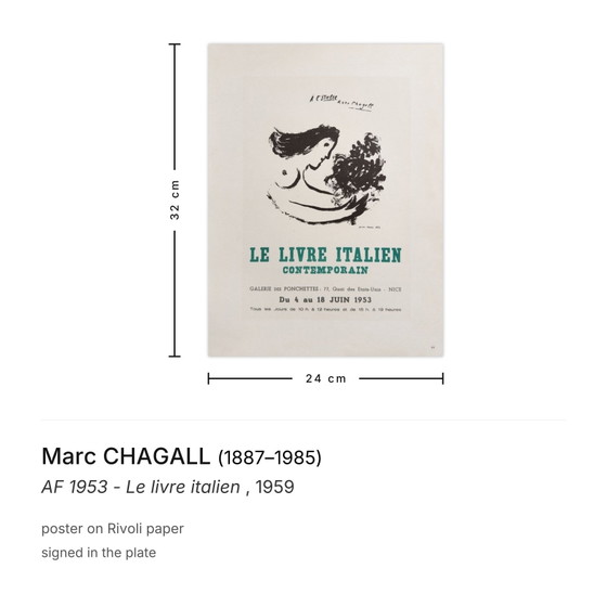 Image 1 of Marc CHAGALL AF 1953 - Le livre italien-poster 1959