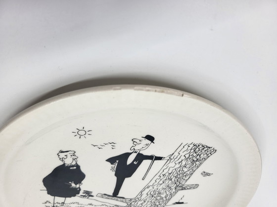 Image 1 of Sprechende Teller Saint Amand Illustration von Jacques Faizant Fayence Frankreich 1970 (6er Set)