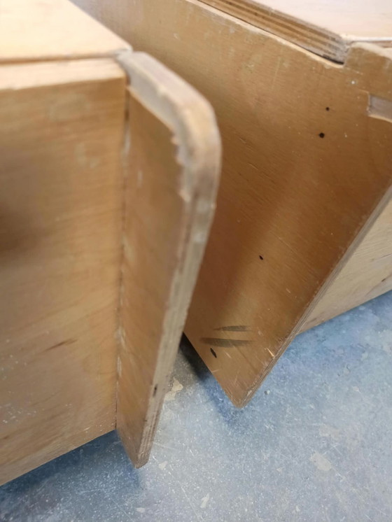 Juego de 3 baúles de madera con ruedas, Armarios de almacenamiento, Marrón (foto 14 de 15)