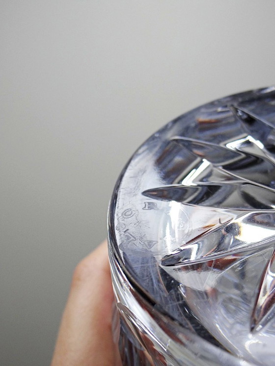 Image 1 of Grand vase en cristal taillé et moulé vintage 80-2000 Bohême Tchécoslovaquie