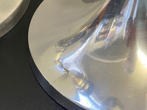 Image 1 of Drei Kerzenständer, Kerzenhalter, gebürstetes und poliertes Aluminium, Kunst