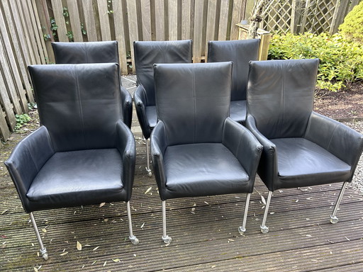 6 Black Leather Dining Chairs