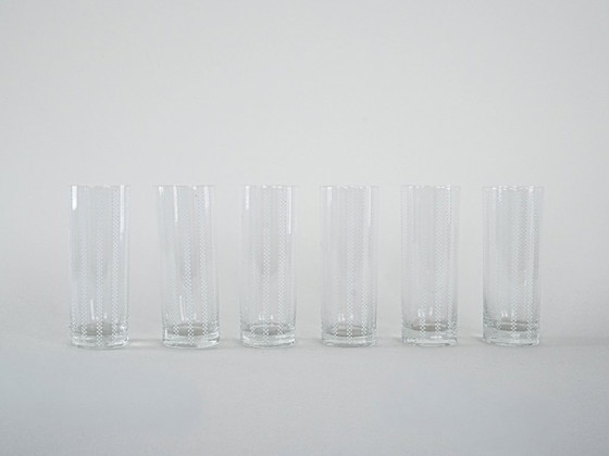 Image 1 of Set van zes glazen, Op Art, jaren 60, gemaakt in Italië.