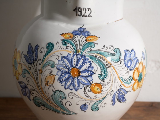 Brocca in ceramica smaltata antica, Impero Austro-Ungarico, Anno 1922, Stoviglie, Nero (foto 6 di 11)