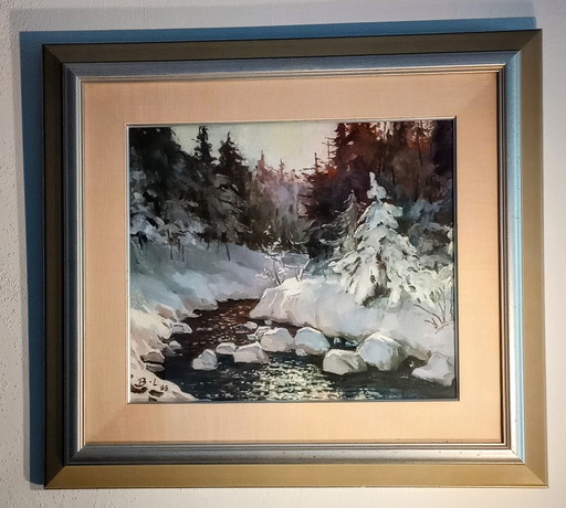 Pintura al óleo de la montaña Peaktu