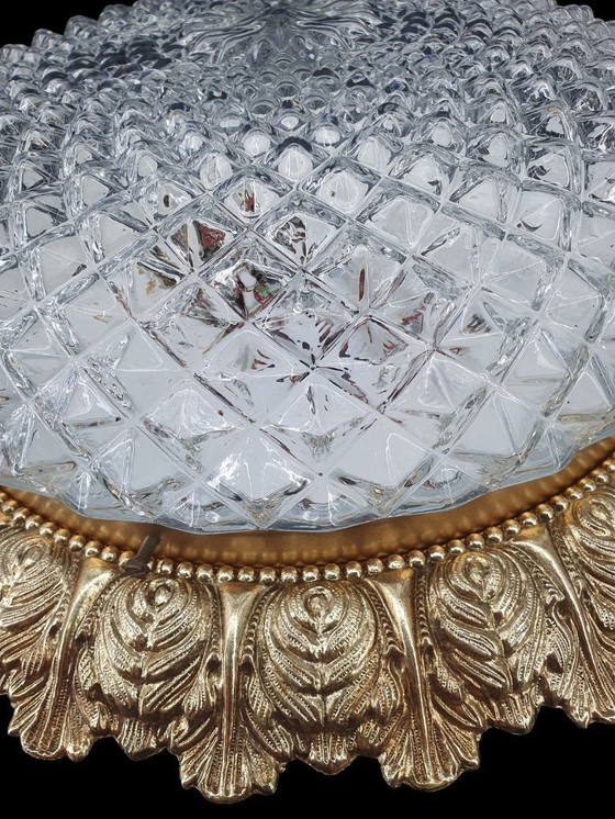 Image 1 of 2247 lampada da soffitto in vetro a rilievo con bordo color rame