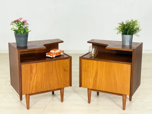 Lot de 2 tables de chevet vintage style Mid-Century