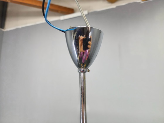 Image 1 of Bauhaus Chandelier with Colored Glass Globes, Czechoslovakia, 1930s